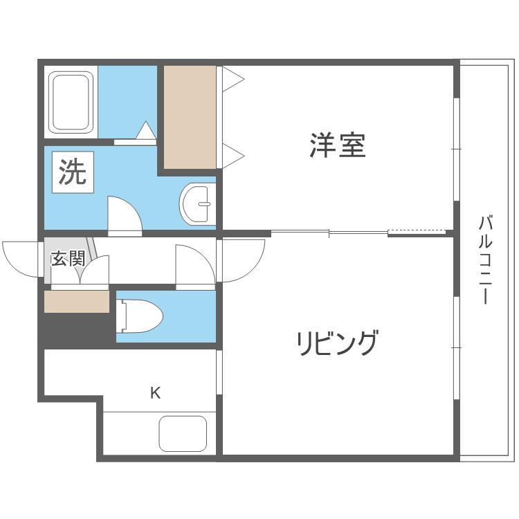 リバーフォレスト豊平(1LDK/4階)の間取り写真