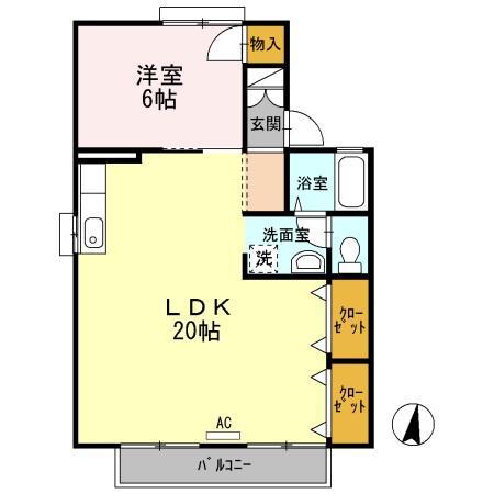 セジュール小原(1LDK/2階)の間取り写真