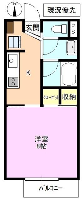 SOIEADO SUR(1K/2階)の間取り写真