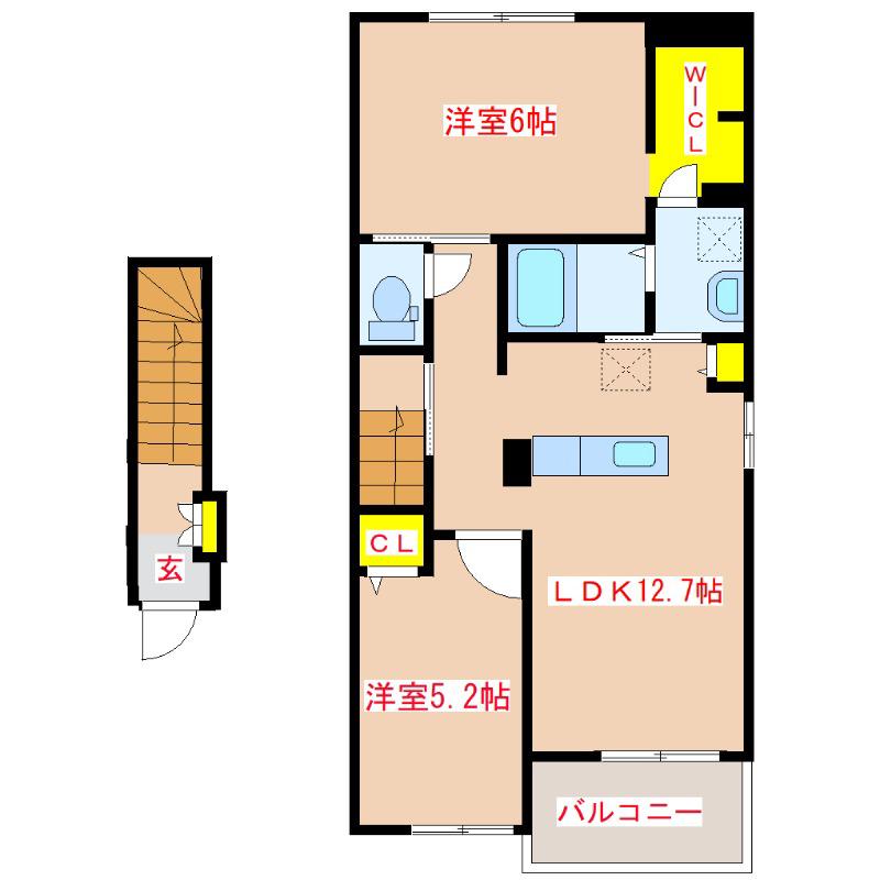 フランフルール(2LDK/2階)の間取り写真