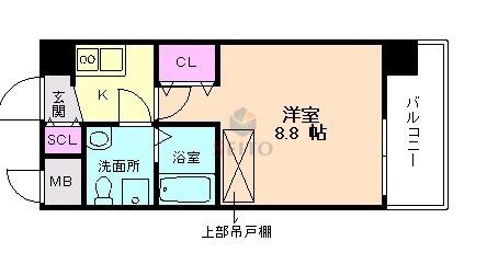 CASSIA十三(1K/4階)の間取り写真