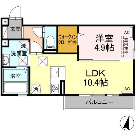 MSA託麻(1LDK/1階)の間取り写真