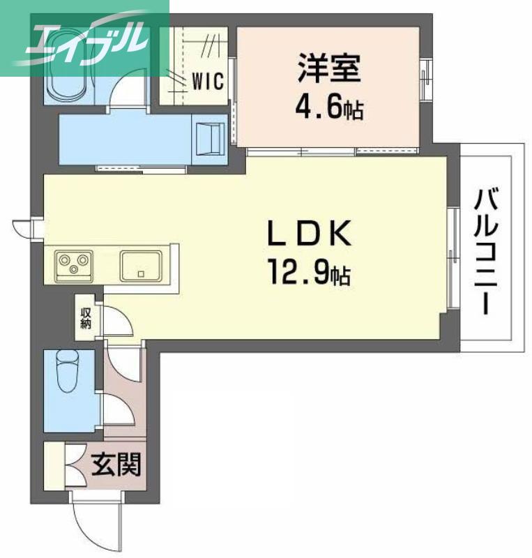 ユーグレイス東島田(1LDK/2階)の間取り写真