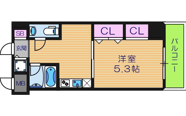 クレイドル西田辺(1K/11階)の間取り写真