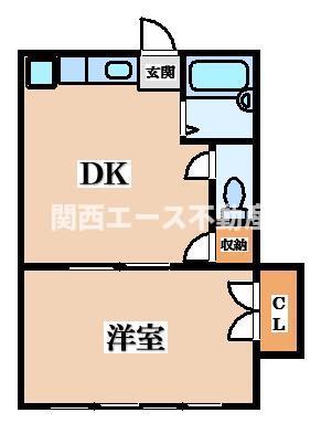 福寿マンション1号館(1DK/4階)の間取り写真