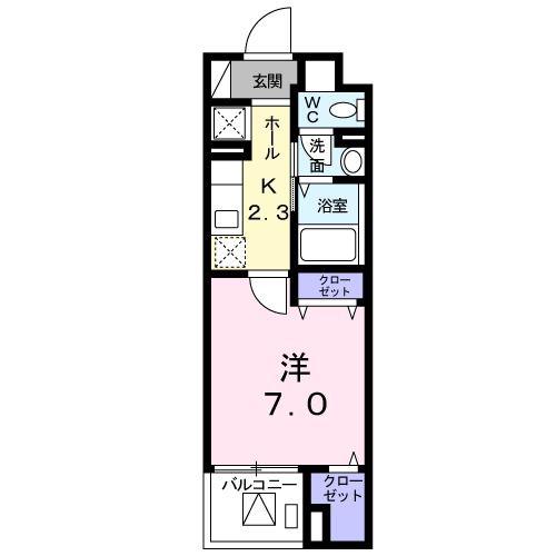 アンジェロ フェリーチェ(1K/2階)の間取り写真