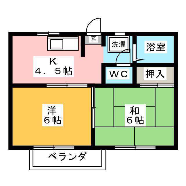 タウニー桂(2K/2階)の間取り写真