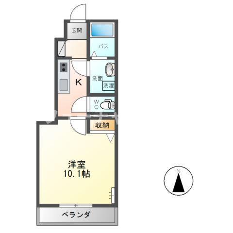 メープルタウン A棟(1K/1階)の間取り写真
