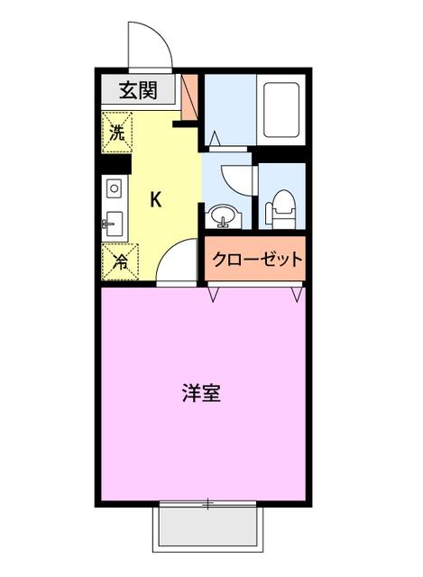 はっぴい東明(1K/2階)の間取り写真