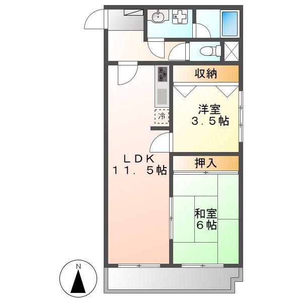 アーク上前津ビル(2LDK/6階)の間取り写真