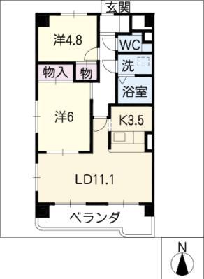 ピアリッツ日置 弐番館(2LDK/5階)の間取り写真