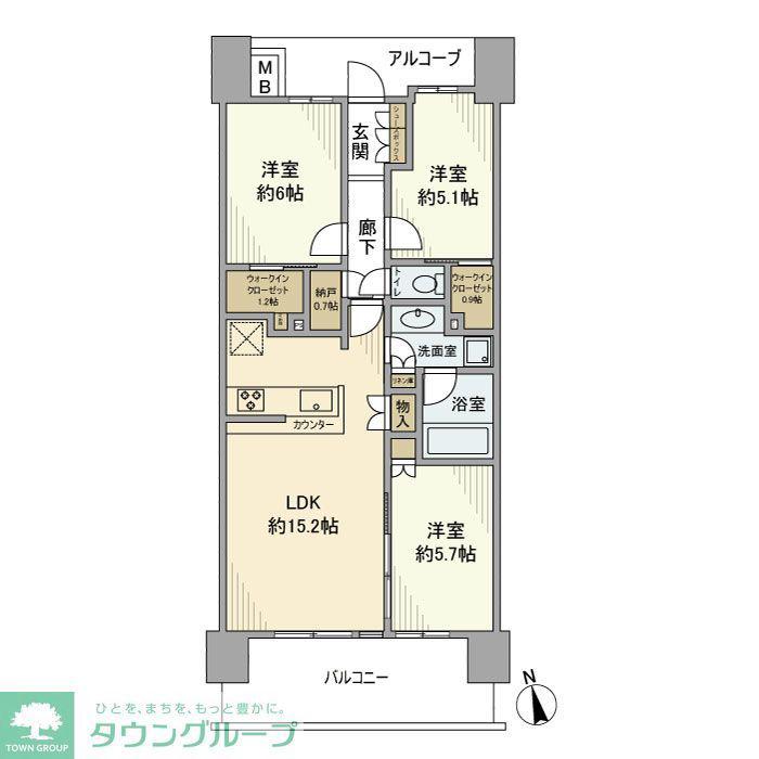 ザ・レジデンス津田沼奏の杜テラス(3LDK/9階)の間取り写真