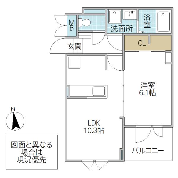 ミッテ・クラールIII(1LDK/2階)の間取り写真