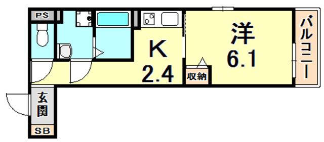 アルタイル・ヴィラII(1K/2階)の間取り写真