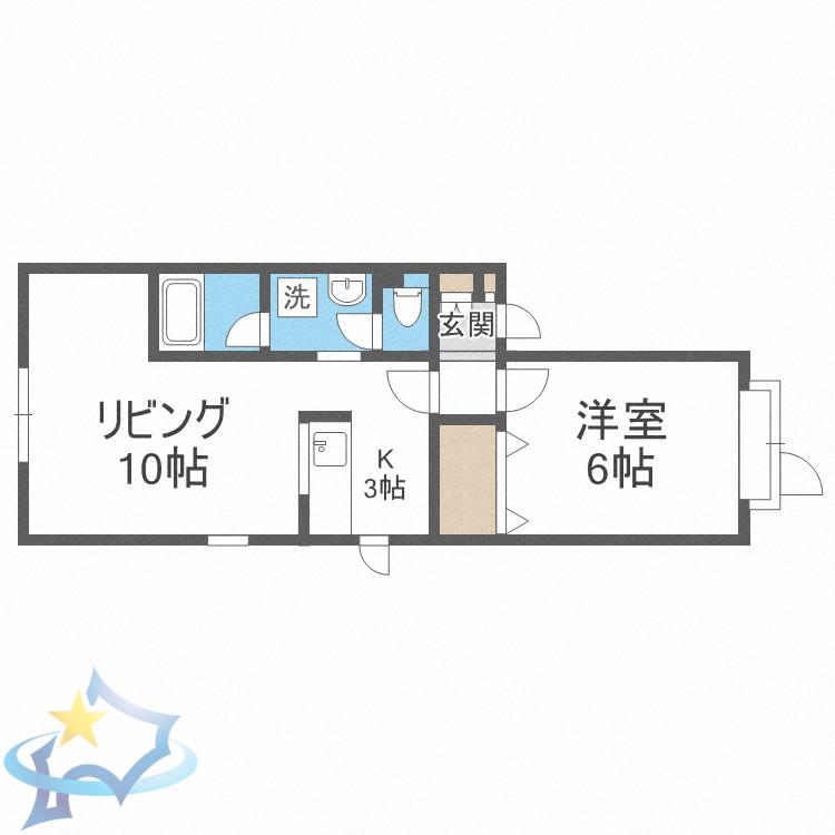 フォンテーヌ宮の森(1LDK/1階)の間取り写真