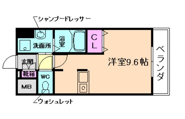 ONLY ONE小花II(ワンルーム/8階)の間取り写真