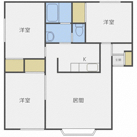 ユニゾン月寒東F(3LDK/1階)の間取り写真