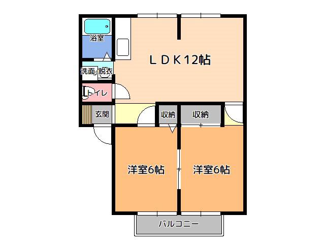 T・K ビレッジ C(2LDK/2階)の間取り写真