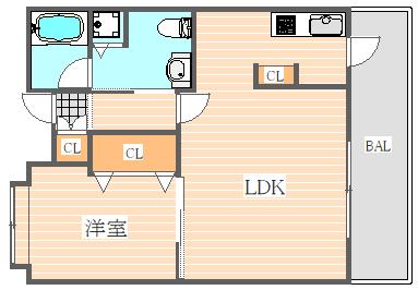 リアンシエルブルー東比恵(1LDK/2階)の間取り写真