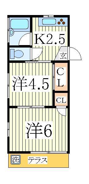 サンホープ(2K/1階)の間取り写真