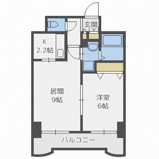 ティアラFCサイド(1LDK/2階)の間取り写真