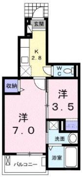 セレステ(1SK/1階)の間取り写真