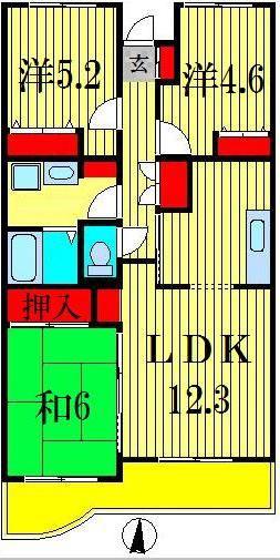 メゾン・ド・ベール早稲田III(3LDK/2階)の間取り写真