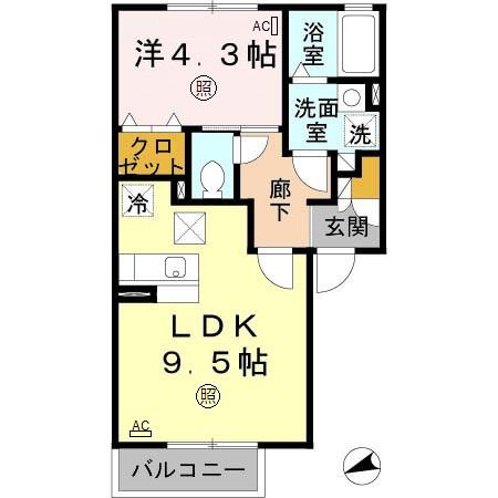 エクセレンテ(1LDK/1階)の間取り写真