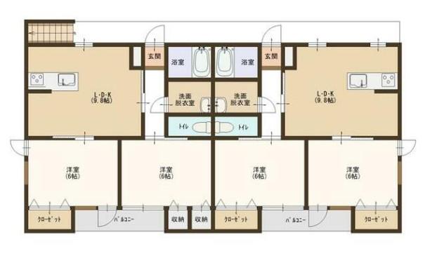 天川大島町アパート(2LDK/2階)の間取り写真