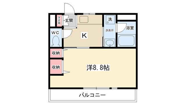 山口第二ビル(1K/2階)の間取り写真