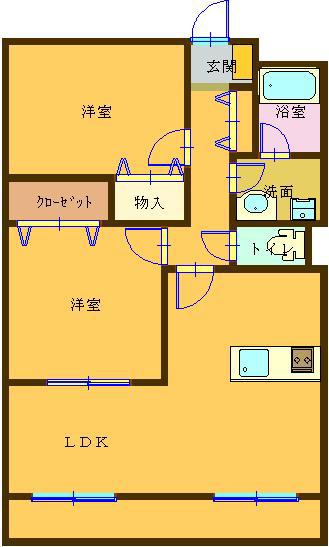 グラントミー(2LDK/1階)の間取り写真