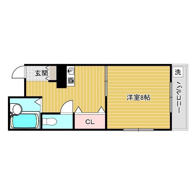 メイプルヴィラ茨木I(ワンルーム/1階)の間取り写真
