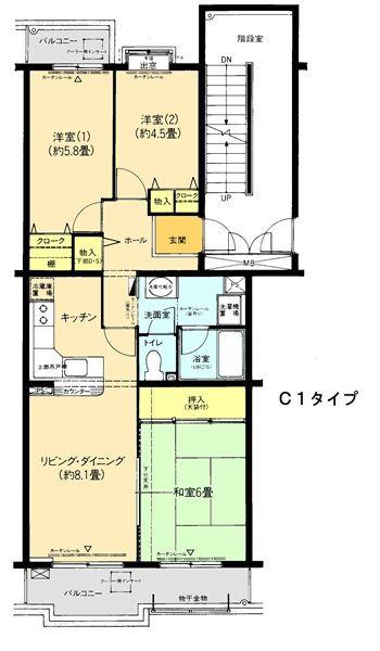 レジエ戸塚深谷1号棟(3LDK/5階)の間取り写真