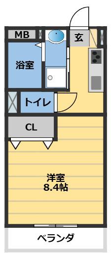 ファインテラス(1K/4階)の間取り写真