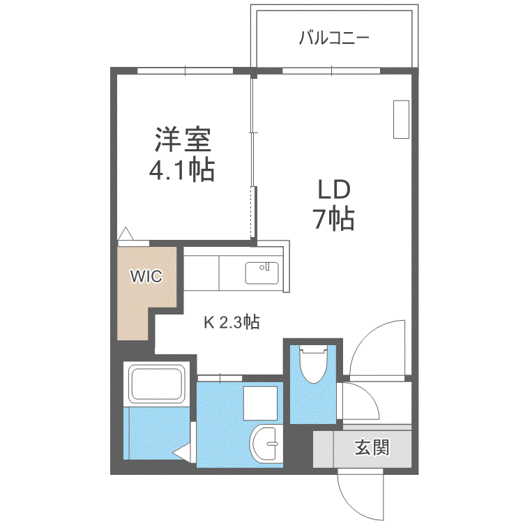ヴィレッジ医大前(1LDK/4階)の間取り写真