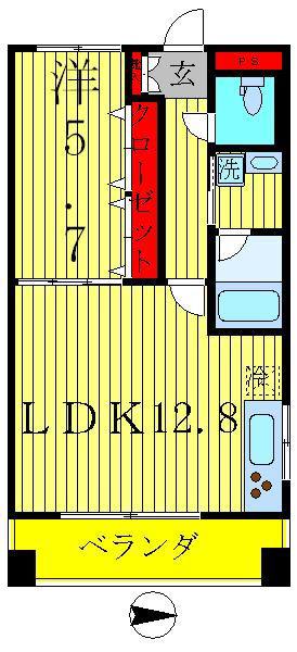 ザ・グランド・アルビオン(1LDK/6階)の間取り写真