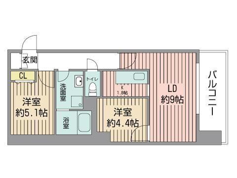 JP NOIE 円山表参道(2LDK/12階)の間取り写真