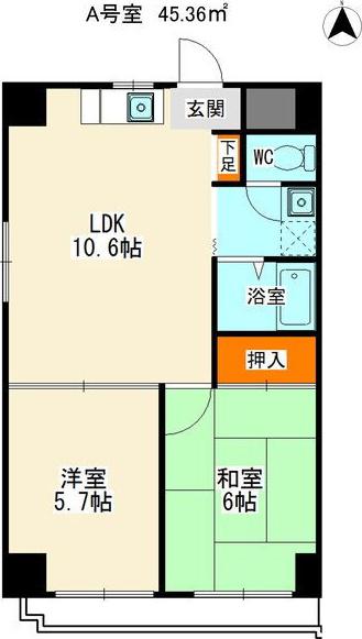 セカンドパーティ(2LDK/3階)の間取り写真