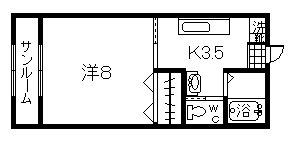 コーポ宇宿1丁目(1K/1階)の間取り写真
