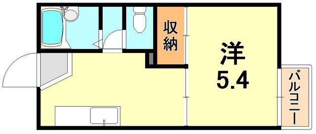 中津ハイツ(1DK/1階)の間取り写真