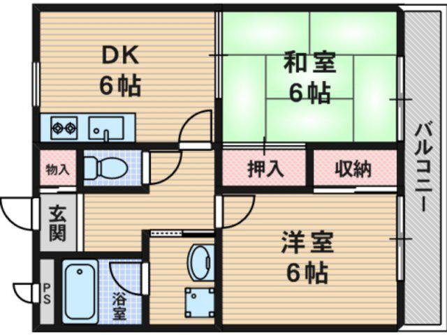ジュネス石川(2DK/2階)の間取り写真