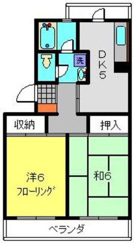 カーサクレモナ(2DK/2階)の間取り写真