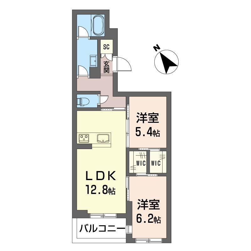 ティエンポ フェリズ I(2LDK/3階)の間取り写真