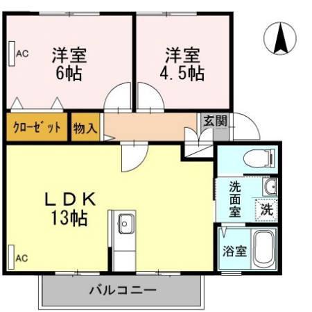太田田園ハイツB棟(2LDK/2階)の間取り写真