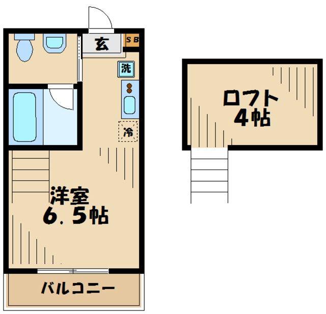 ルトゥールさくら(1K/1階)の間取り写真