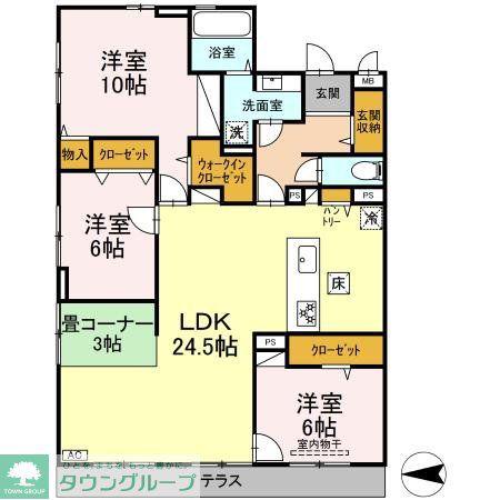ルミエール大和東(3LDK/1階)の間取り写真