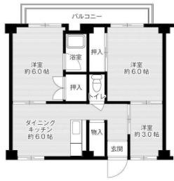 ビレッジハウス常吉1号棟(3DK/2階)の間取り写真
