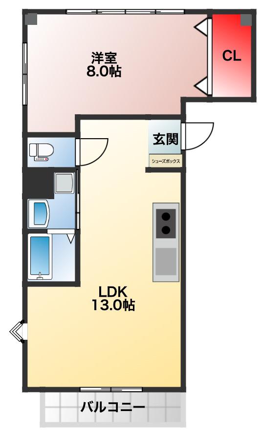 シティーコート南瓦町(1LDK/9階)の間取り写真
