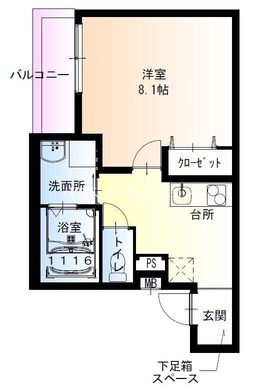 フジパレス尼崎東園田1番館(1K/3階)の間取り写真