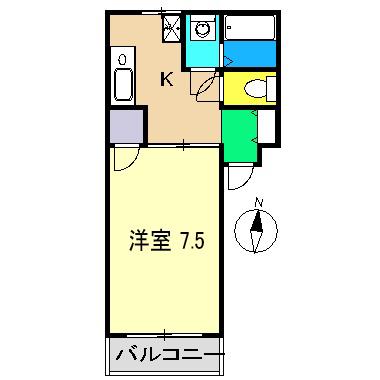 吉本ハイツ(1K/4階)の間取り写真